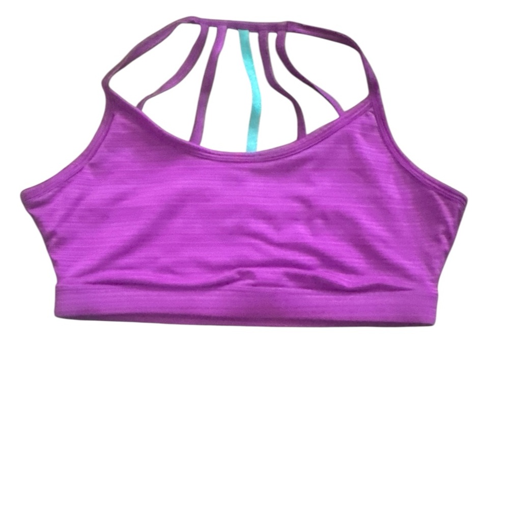 MPG Vibrant Purple and Aqua Strappy Sports Bra